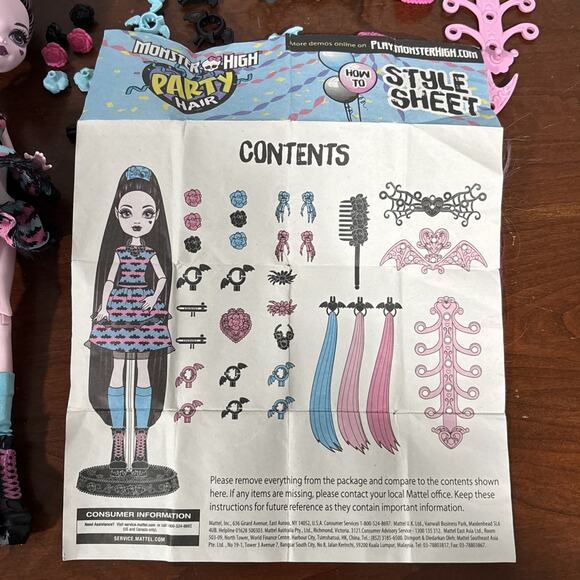 Monster High Draculaura Party Hair 2016 Doll Daughter of Dracula w/ Outfit Shoes - Picture 11 of 12